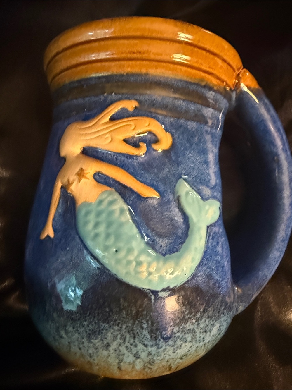 Handcrafted Blue Mermaid Ceramic Mug - Coastal Home Art